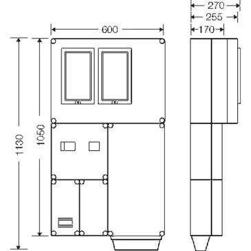   Hensel HB33K0F4-U 1 és 3 fázisú két mérőhelyes fogyasztásmérő szekrény mindennapszaki (80A) és vezérelt H-tarifa (63A) méréshez, 1091625