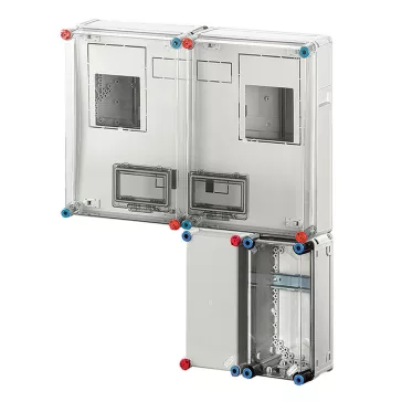   Hensel HB 33K0 FFD BASIC fogyasztásmérő szekrény 2x3 vagy 2x1 fázisú mérőkombináció, földkáb.csatlakozáshoz, beltéri és kültéri alkalmazásra 63A-ig + D9020 kábelösszekötő doboz