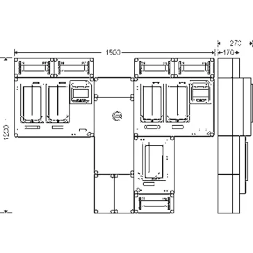  Hensel HCS422+1+MF Csoportos mérőhely, két fogyasztó részére mindennapszaki (80A) és vezérelt (32A) / H-tarifa (63A) méréshez, kapcsolóval és NH00 szakaszolható biztosítóaljzattal, túlfeszültség levezetőhöz előkészítve, közösségi méréssel, fogyasztói főel