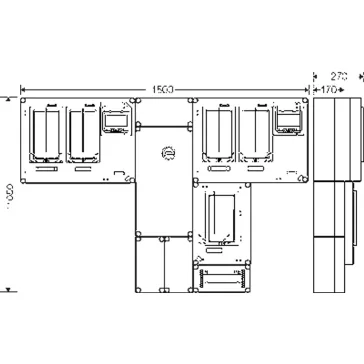   Hensel HCS422+1 Csoportos mérőhely, két fogyasztó részére mindennapszaki (80A) és vezérelt (32A) / H-tarifa (63A) méréshez, kapcsolóval és NH00 szakaszolható biztosítóaljzattal, túlfeszültség levezetőhöz előkészítve, közösségi méréssel, 1091563