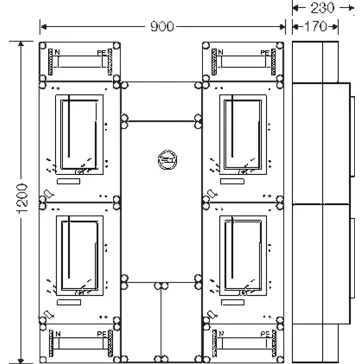   Hensel HCS441+MF Csoportos mérőhely, négy fogyasztó részére mindennapszaki mérésre 63A-ig, kapcsolóval és NH00 szakaszolható biztosítóaljzattal, túlfeszültség levezetőhöz előkészítve, fogyasztói főelosztóval, 1091560
