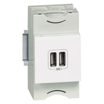   Legrand Program Mosaic kettős USB töltő aljzat, 2400 mA, 2 modulos, fehér, 77594