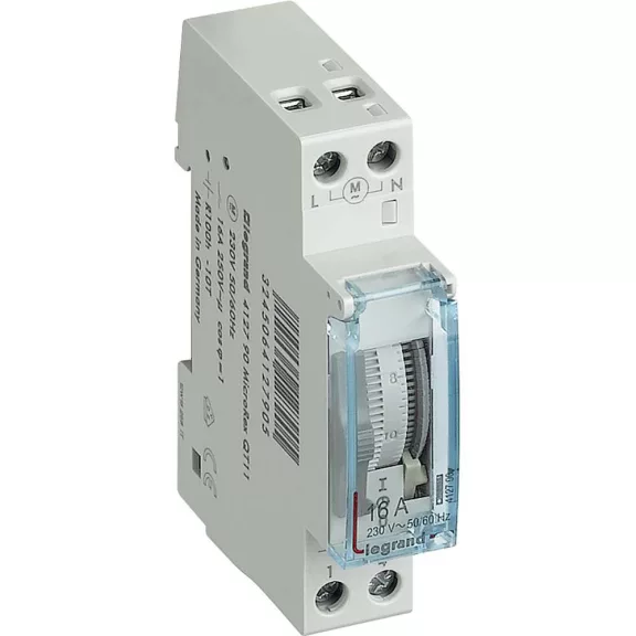 Legrand MicroRex T11 mechanikus kapcsolóóra, napi, működési tartalékkal, függőleges előlappal, Legrand MicroRex T11 mechanikus kapcsolóóra, napi, működési tartalékkal, függőleges előlappal,
