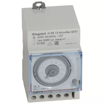 Legrand MicroRex QT31 mechanikus kapcsolóóra, napi, működési tartalékkal, vízszintes előlappal,
