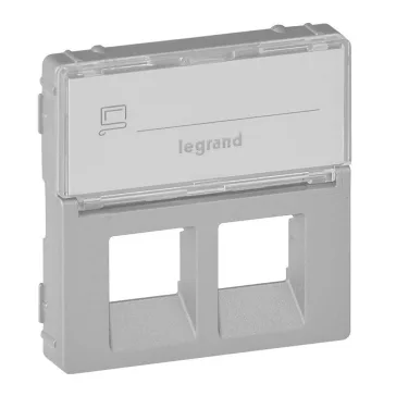   Legrand Valena Life 2xRJ45 csatlakozóaljzat burkolat, címketartóval alumínium, 755482