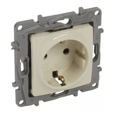   Legrand Niloé 2P+F csatlakozóaljzat gyermekvédelemmel (csavaros), körömmel, bézs, 764629