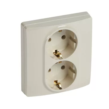   Legrand Niloé 2×2P+F csatlakozóaljzat gyermekvédelem nélkül (csavaros), bézs, 764634