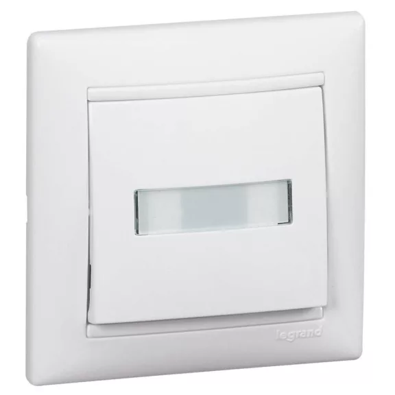Legrand Valena egypólusú nyomó címketartóval, jelzőfénnyel, 12V, fehér, 774217 Legrand Valena egypólusú nyomó címketartóval, jelzőfénnyel, 12V, fehér, 774217