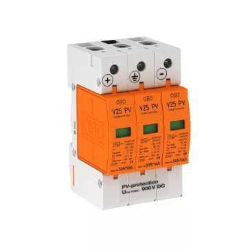OBO Túlfeszültség levezető, napelemes rendszerhez, 900V, TBS V25-B+C 3-PH900 CombiController V2