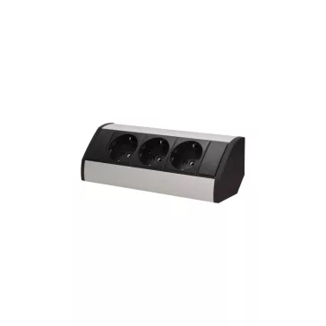 ORNO Sarokba illeszthető asztali elosztó, MINI, 3db 230V-os dugaljal, szürke/ezüst, SCHUKO, max