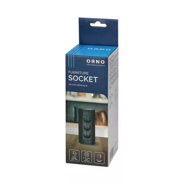 ORNO Sarokba illeszthető asztali elosztó, MINI, 3db 230V-os dugaljal, szürke/ezüst, SCHUKO, max