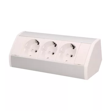 ORNO Sarokba illeszthető asztali elosztó, MINI, 3db 230V-os dugaljal, fehér/ezüst, SCHUKO, max 