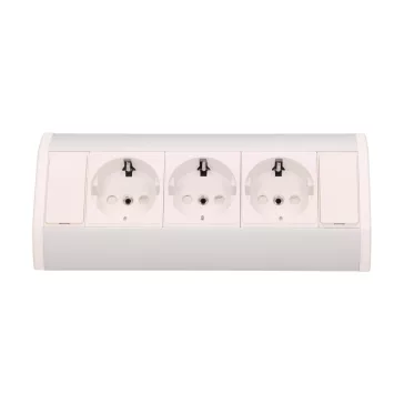 ORNO Sarokba illeszthető asztali elosztó, MINI, 3db 230V-os dugaljal, fehér/ezüst, SCHUKO, max 