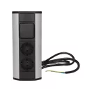 ORNO Sarokba illeszthető asztali elosztó, MINI, 2db 230V-os dugaljal+ kapcsoló, ezüst/fekete, S