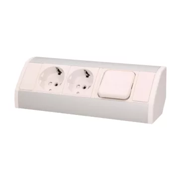 ORNO Sarokba illeszthető asztali elosztó, MINI, 2db 230V-os dugaljal+ kapcsoló, fehér/ezüst, SC