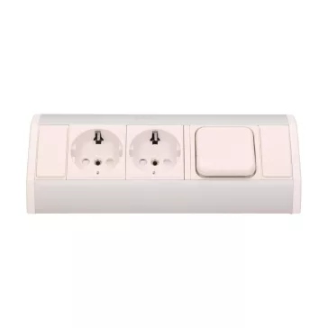 ORNO Sarokba illeszthető asztali elosztó, MINI, 2db 230V-os dugaljal+ kapcsoló, fehér/ezüst, SC