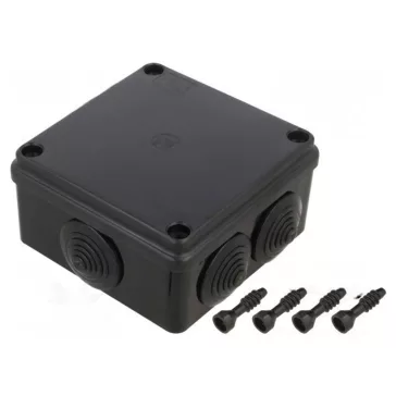 Pawbol falon kívüli kötődoboz 6 lépcsős átvezetővel fekete 100x100x50mm IP65 UV-álló,  Pawbol S