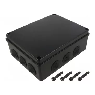 Pawbol falon kívüli kötődoboz 12 lépcsős átvezetővel fekete 240x190x90mm IP65 UV-álló,  Pawbol 