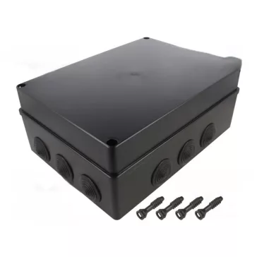 Pawbol falon kívüli kötődoboz 12 lépcsős átvezetővel fekete 300x220x120mm IP65 UV-álló,  Pawbol