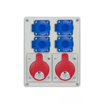   R-BOX 190 Ipari elosztó doboz, szerelt, vezetékezett, 4X(2P+F)+2x(5P16A) dugalj, IP44, B.1096-S