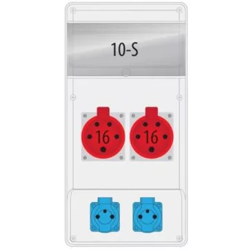 R-BOX SLIM 10S Ipari elosztó doboz, szerelt, vezetékezett, átlátszó üveggel 12 mod. 2x(5P16A)+2