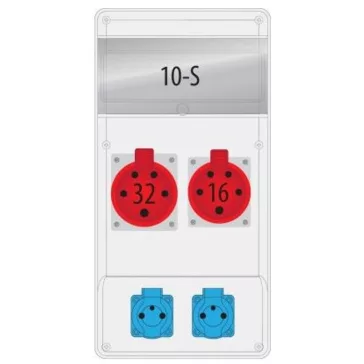 R-BOX SLIM 10S Ipari elosztó doboz, szerelt, vezetékezett átlátszó üveggel 12 mod. 1x(5P16A)+1x