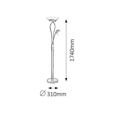   Rábalux 4078 Gamma állólámpa, halogén, fényerőszabályzóval, H178cm