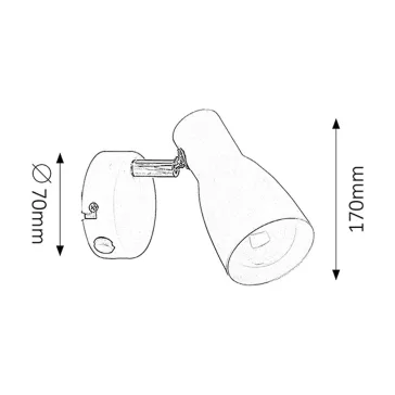   Rábalux 6025 Ebony, 1-es fehér szpot lámpa kapcsolóval és fém burával