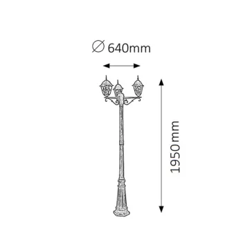   Rábalux 8186 Monaco, kültéri kandelláber, 3 ágú, tiffany üveggel, H210cm