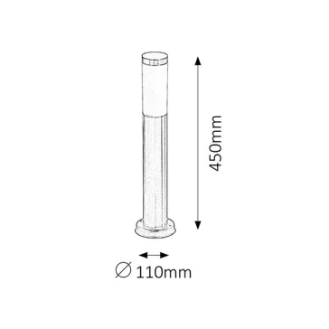 Rábalux 8263 Inox torch, kültéri talpas, H45cm