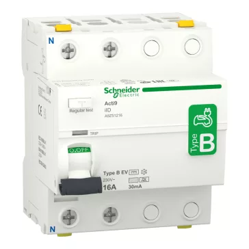   Schneider Fi relé, B osztály, napelemes rendszerekhez, 2P, 16A, 30mA, ACTI9 iID EV, A9Z51216