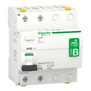   Schneider Fi relé, B osztály, napelemes rendszerekhez, 2P, 25A, 30mA, ACTI9 iID EV, A9Z51225