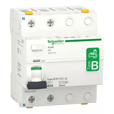   Schneider Fi relé, B osztály, napelemes rendszerekhez, 2P, 40A, 30mA, ACTI9 iID EV, A9Z51240