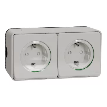 Schneider MUREVA Styl 2x2P+F csatlakozóaljzat GYV csapófedéllel rugós komplett polárfehér, MUR3
