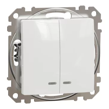   Schneider ÚJ SEDNA Csillárkapcsoló, kék jelzőfénnyel, 10AX, fehér, SDD111105L