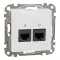 Schneider ÚJ SEDNA 2xRJ45 Cat6 UTP aljzat, fehér, SDD111462