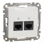 Schneider ÚJ SEDNA 2xRJ45 Cat6 UTP aljzat, fehér, SDD111462