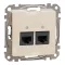 Schneider ÚJ SEDNA 2xRJ45 Cat5e UTP aljzat, bézs, SDD112452