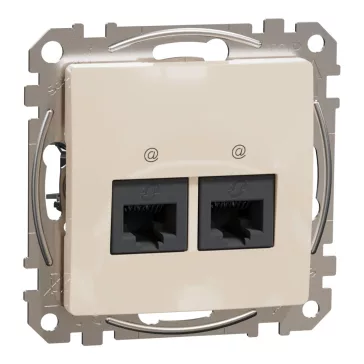 Schneider ÚJ SEDNA 2xRJ45 Cat6 UTP aljzat, bézs, SDD112462