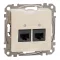 Schneider ÚJ SEDNA 2xRJ45 Cat6 UTP aljzat, bézs, SDD112462