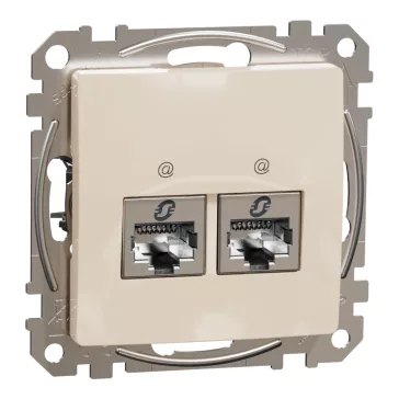   Schneider ÚJ SEDNA 2xRJ45 Cat6 STP aljzat, bézs, SDD112462S
