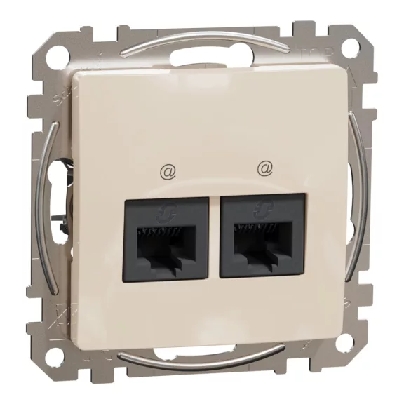 Schneider ÚJ SEDNA 2xRJ45 Cat6A UTP aljzat, bézs, SDD112467 Schneider ÚJ SEDNA 2xRJ45 Cat6A UTP aljzat, bézs, SDD112467