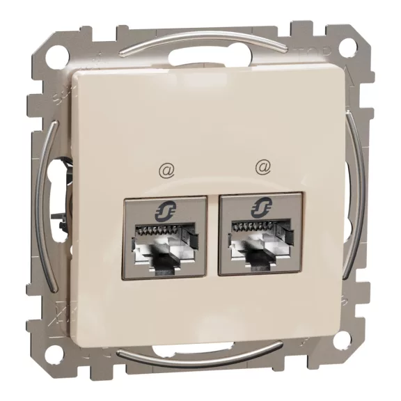 Schneider ÚJ SEDNA 2xRJ45 Cat6A STP aljzat, bézs, SDD112467S Schneider ÚJ SEDNA 2xRJ45 Cat6A STP aljzat, bézs, SDD112467S