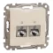 Schneider ÚJ SEDNA 2xRJ45 Cat6A STP aljzat, bézs, SDD112467S