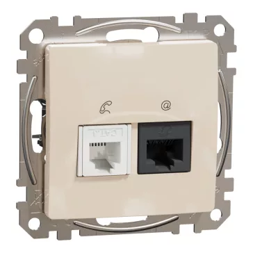   Schneider ÚJ SEDNA RJ11/RJ45 Cat6 UTP kombinált aljzat, bézs, SDD112468