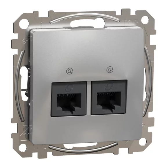 Schneider ÚJ SEDNA 2xRJ45 Cat5e UTP aljzat, alumínium, SDD113452 Schneider ÚJ SEDNA 2xRJ45 Cat5e UTP aljzat, alumínium, SDD113452