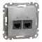 Schneider ÚJ SEDNA 2xRJ45 Cat5e UTP aljzat, alumínium, SDD113452