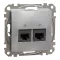 Schneider ÚJ SEDNA 2xRJ45 Cat6 UTP aljzat, alumínium, SDD113462
