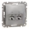 Schneider ÚJ SEDNA 2xRJ45 Cat6 STP aljzat, alumínium, SDD113462S