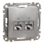 Schneider ÚJ SEDNA 2xRJ45 Cat6 STP aljzat, alumínium, SDD113462S
